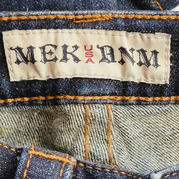 MEK USA DNM Designer Denim Jeans Gold Accent Niort Straight Leg Size 25x34 - Picture 13 of 15
